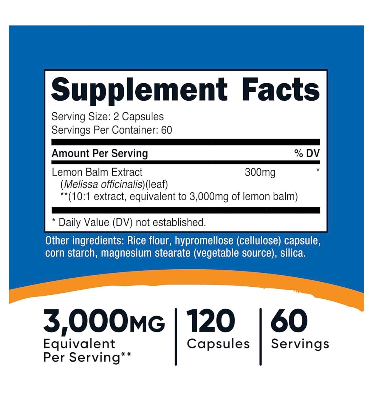 Nutricost Lemon Balm Extract 3,000mg | Melissa Leaf | Promotes Sleep & Enhances Relaxation | 120 Capsules; Exp 09/2028