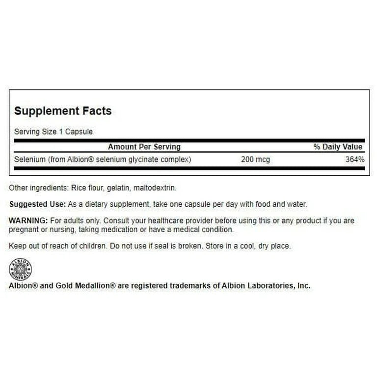 Swanson Albion Complexed Selenium 200 mcg | Maintains Cardiovascular, Thyroid & Immune Health | 90 Capsules; Exp 04/2027