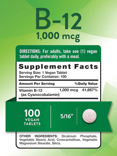 Nature's Truth Vitamin B-12 (Cyanocobalamin) 1000mcg | 100 Tablets Exp 10/2026