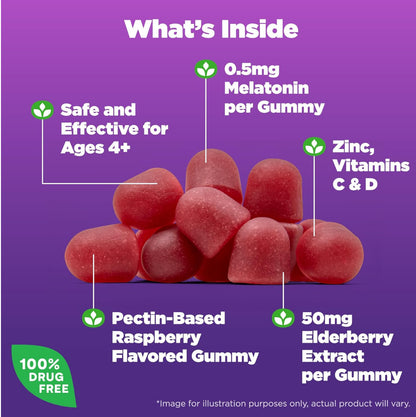 Natrol Kids Sleep+ Immune Health Gummies | 25 Servings | Supports Immune Health and Refreshing Sleep | Berry-Flavor, 50 Gummies Exp 04/2025
