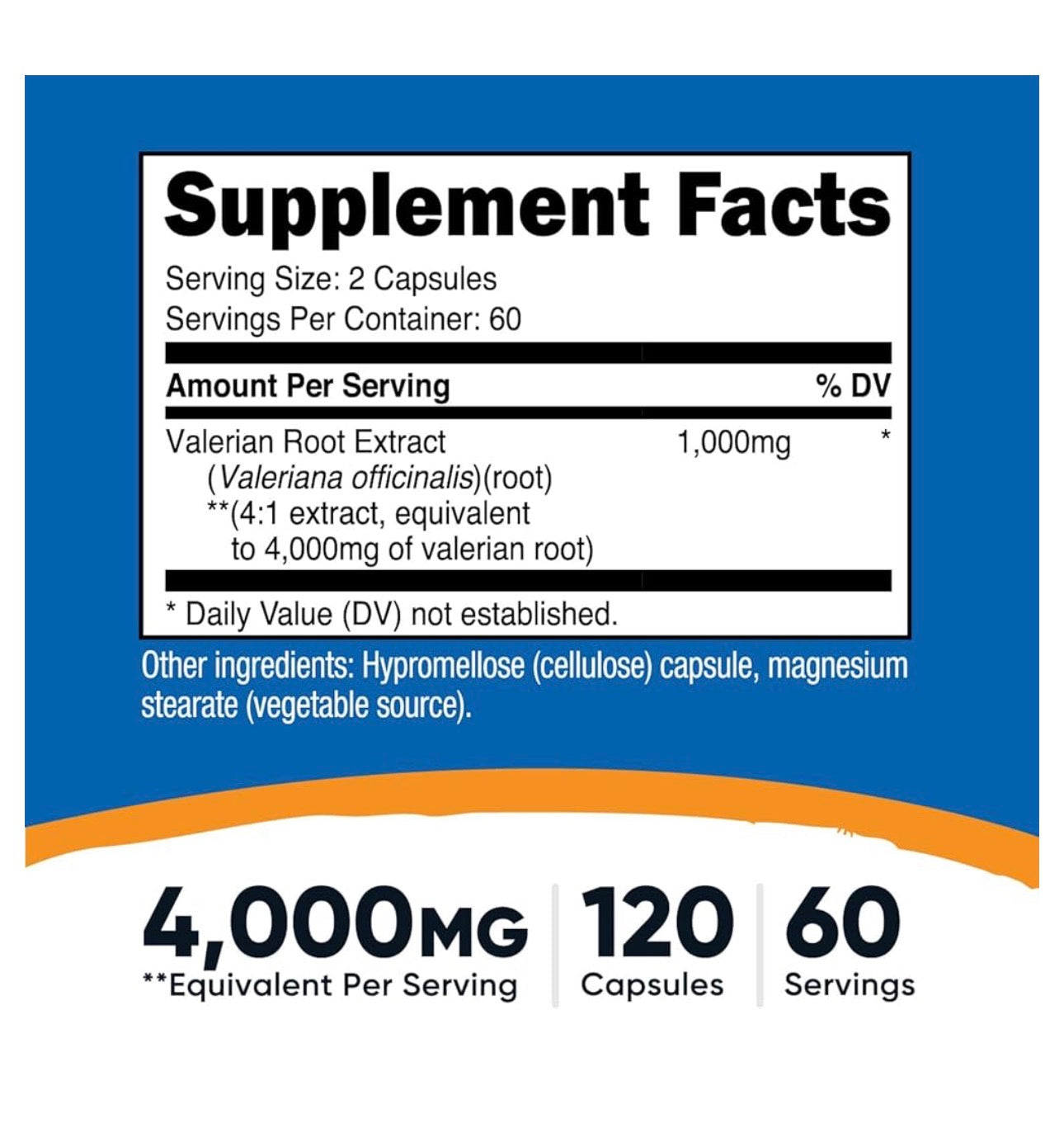 Nutricost Valerian Root 4000 mg | Traditionally Used to Support Relaxation and Calmness | 120 Capsules; Exp 10/2028