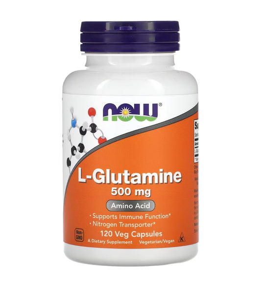 NOW L-Glutamine 500mg | 120 Day Supply | Supports Muscle Growth and Recovery, Digestive Health and Provides Fuel for Activity | 120 Capsules; Exp 08/2030
