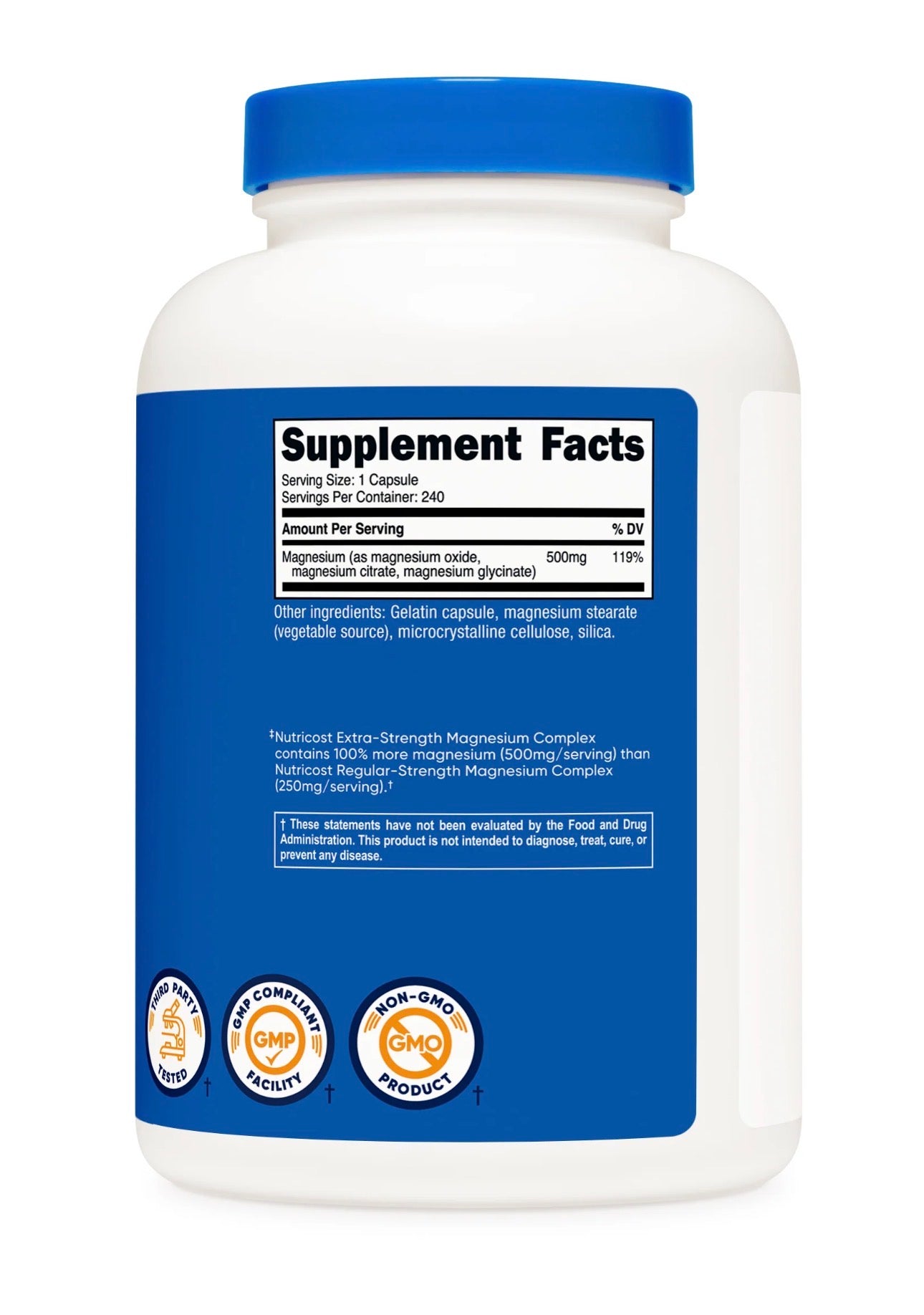 Nutricost Magnesium Complex | Magnesium Glycinate, Magnesium Citrate & Magnesium Oxide | Extra Strength | 240 Capsules; Exp 09/2028