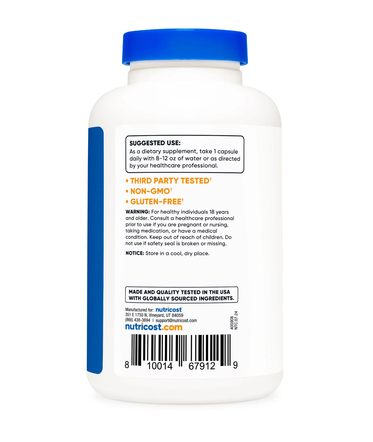 Nutricost Apple Cider Vinegar 500 mg | Improves Digestion, Gut Health & Controls Appetite | 240 Capsules; Exp 02/2028