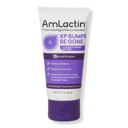 AmLactin KP Bumps Be Gone | Keratosis Pilaris Moisturizing Cream with 15% Lactic Acid | Exfoliator and Moisturizer for Dry, Rough and Bumpy Skin | 3oz/85g