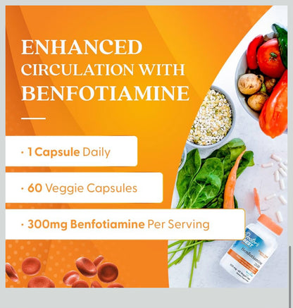 Doctor's Best Benfotiamine 300 with BenfoPure | With L-Leucine | 300mg per Capsule | Helps Maintain Healthy Glucose Metabolism | 60 Capsules; Exp Feb/2027