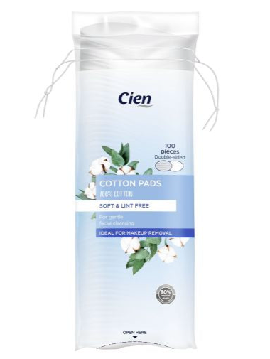 Cien 100% Cotton Pads | Soft & Non Fleecing | Double Sided | 100 Cotton Pads