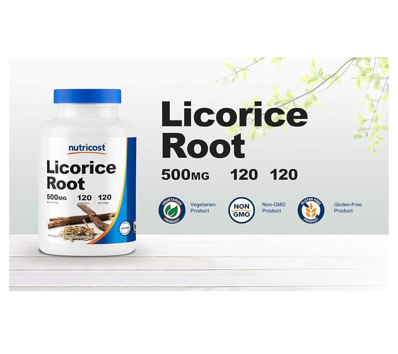 Nutricost Licorice Root 500mg | Supports the Liver & Respiratory System | Help Cleanse the Colon | 120 Capsules; Exp 08/2027