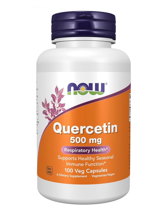 NOW Quercetin 500mg | Promotes Normal Respiratory Function | 100 Veg Capsules; Exp 11/2029