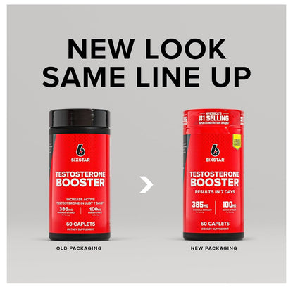 Six Star Nutrition Testosterone Booster for Men | With Rhodiola Extract & Boron Citrate | Male Workout Supplement for Muscle Growth, Stamina & Energy | 60 Caplets; Exp 06/2028