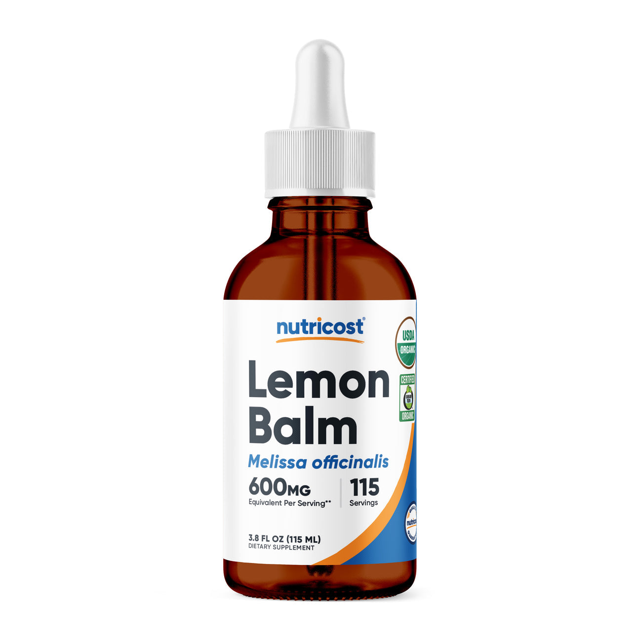 Nutricost Organic Lemon Balm Liquid Extract, Melissa Officinalis | Nervine Herb | Nerve-Soothing Support for Hectic Days & Busy Minds | 115 Servings | 3.8 Fl.oz/115ml; Exp 05/2028