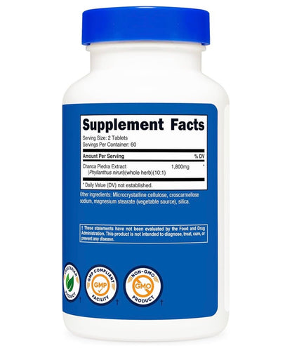 Nutricost Chanca Piedra Extract 1800mg - Stone Breaker | Supports Kidney Health | Maintains Optimal Liver Health | Powerful Detoxification for Kidney & Gallbladder | 120 Tablets; 12/2028