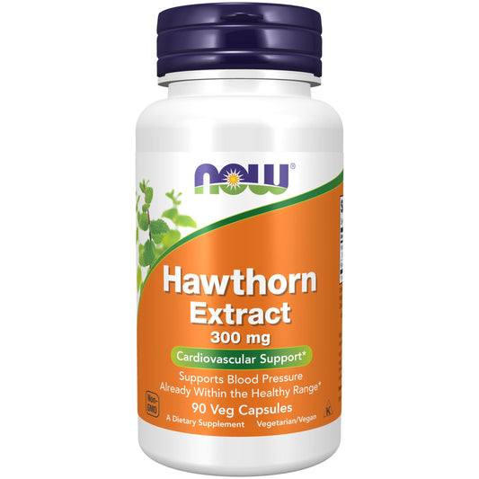NOW Hawthorn Extract 300 mg | Hawthorn Berry | Cardiovascular Support | 90 Veg Capsules, Exp 09/2029