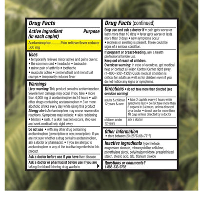 Cabinet 500mg Acetaminophen | Compares to Extra Strength Tylenol | Headache Relief, Toothaches, Sore Throat, and Fever Reducer | 120 Tablets; Exp 11/2025
