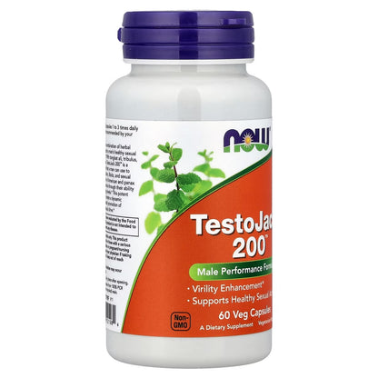 NOW TestoJack™ 200 | with Tongkat Ali, Maca Root, Horny Goat Weed, Tribulus, American & Panax Ginseng Roots | Increases Libido & Supports Healthy Testosterone Levels | 60 Capsules; Exp 01/2029