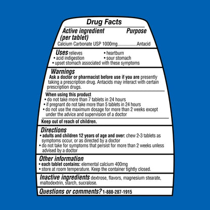Equate Ultra Strength Antacid | 1000mg Calcium Carbonate | Similar to TUMS | Fast Relief of Upset Stomach, Acid Indigestion, Heartburn | 𝐏𝐞𝐩𝐩𝐞𝐫𝐦𝐢𝐧𝐭 Flavor ~ 160 Chewable Tablets; Exp 03/2027