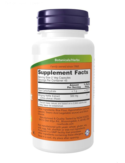 NOW Stinging Nettle Root Extract 250 mg | Urtica dioica | Supports Prostate Health | 90 Capsules; Exp 05/2029