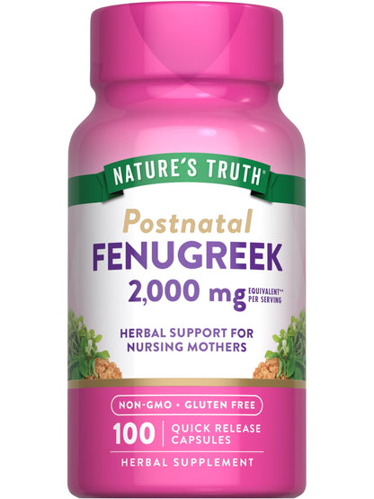 Nature's Truth Fenugreek Seed for Women | 2000mg | 100 Quick Release Capsules Exp 07/2026