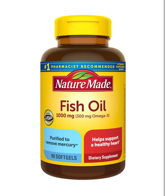 Nature Made Fish Oil 1000mg | 1000mg per Softgel | Supports Healthy Heart | 90 Softgels; Exp 01/2028