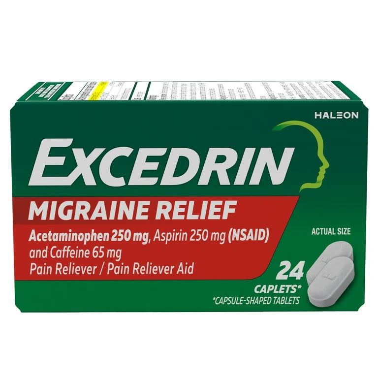 Excedrin Migraine Caplets for Migraine Headache Relief - 24 Caplets; Exp 09/2028 ❗️Rough Pack 👉🏽Check last picture