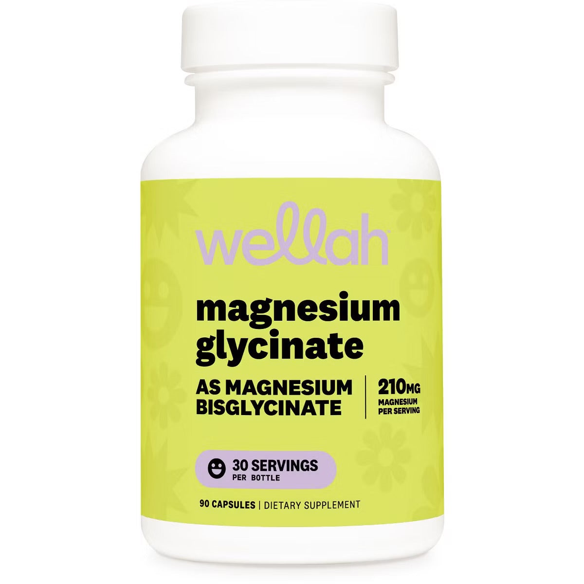 Wellah Magnesium Glycinate 210mg |  High Absorption Magnesium Bisglycinate | Improves Sleep & Promotes Relaxation | 90 Capsules; Exp 01/2029