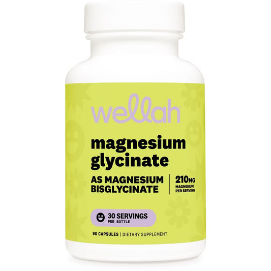 Wellah Magnesium Glycinate 210mg |  High Absorption Magnesium Bisglycinate | Improves Sleep & Promotes Relaxation | 90 Capsules; Exp ❗️UNCLEAR 01/2029 👉🏽Check last picture