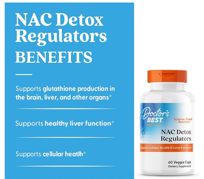 Doctor’s Best N-Acetyl Cysteine (NAC) with Selenium & Molybdenum | Supports Cellular Health & Healthy Liver Function | Boosts Glutathione Production | 60 Capsules;  Exp 08/2027