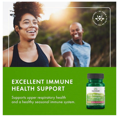 Swanson Oral Probiotic Formula with BLIS K12 | With S. salivarius, L. acidophilus, L. plantarum, L. reuteri, L. paracasei Strains | Support for Oral Cavity & Throat | Natural Strawberry Flavor ~ 30 Chewable Tablets; Exp❗️ UNCLEAR 08/2027 👉🏽Check last pi