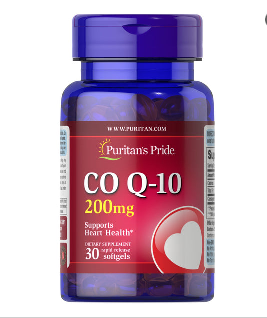 Puritan's Pride Q-SORB Co Q-10 200 mg | Promotes Heart Health, Healthy Blood Pressure, Gum Health & Healthy Aging | 30 Softgels; Exp 04/2028