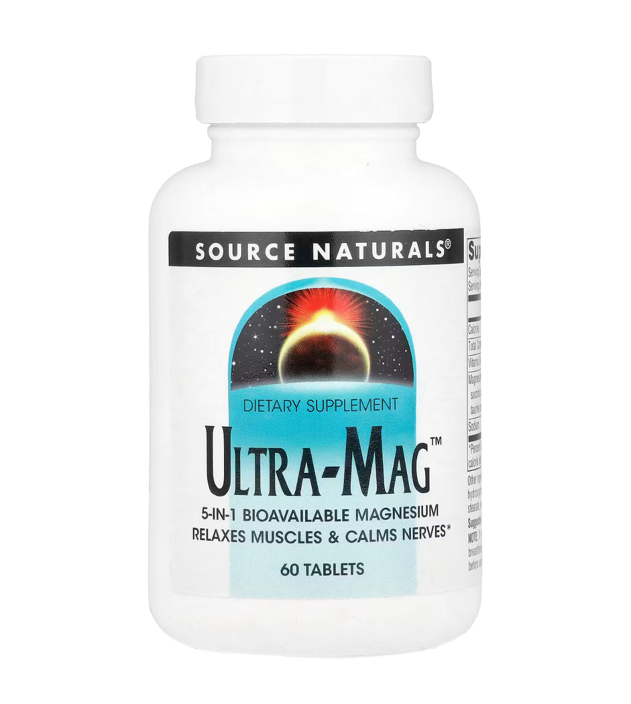 Source Naturals Ultra-Mag High-Efficiency Magnesium Complex | Vitamin B6, Magnesium Citrate, Magnesium Succinate, Magnesium Glycinate, Magnesium Malate, Magnesium Taurate |Maintains Muscle & Nerve Function |  60 Tablets Exp 06/2028