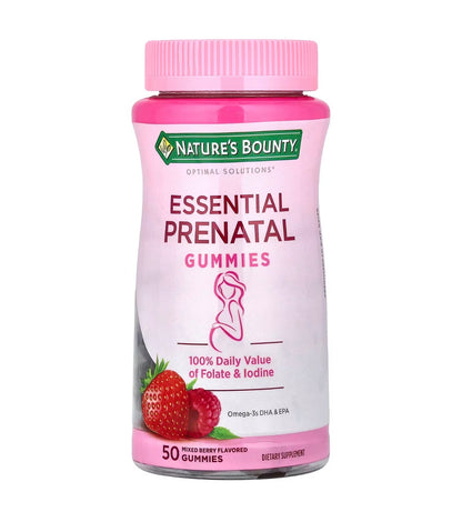 Nature's Bounty Optimal Solutions Essential Prenatal Gummies Mixed Berry Flavor | 50 Gummies; Exp 04/2027