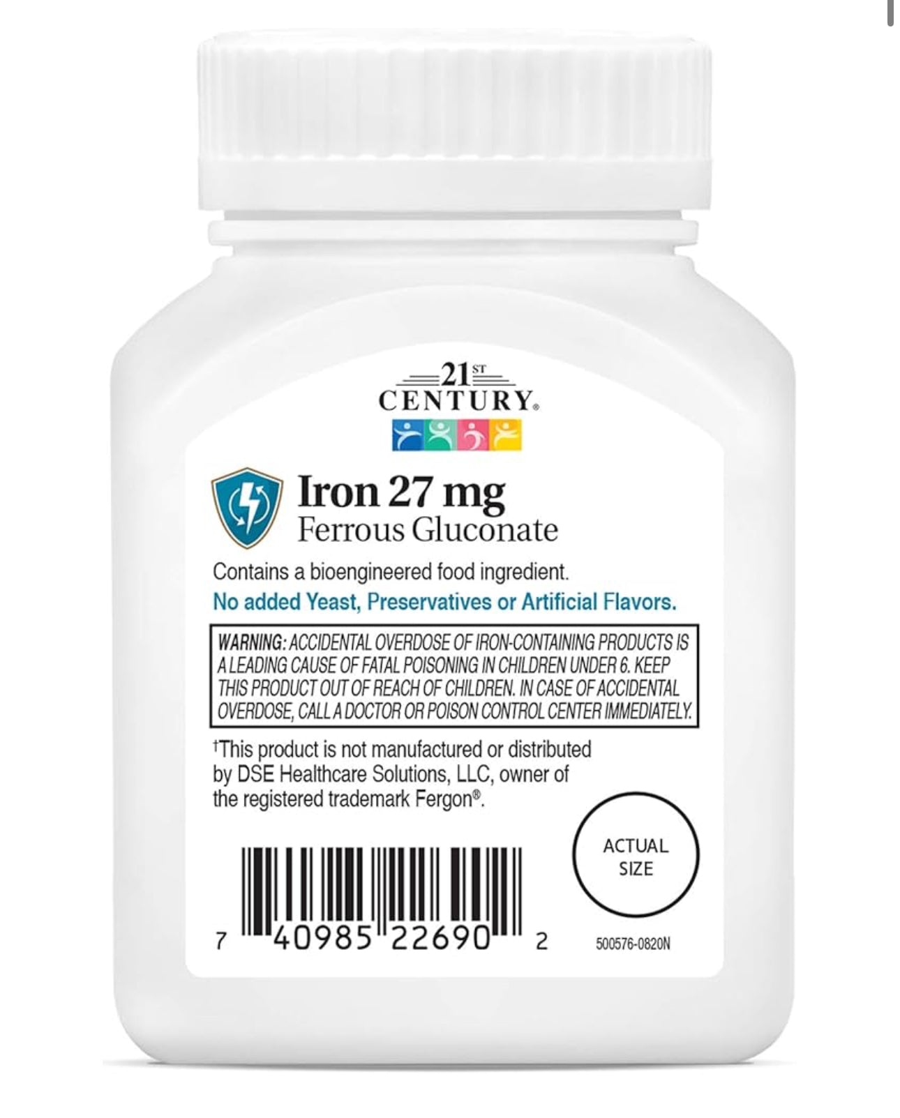 21st Century Iron 27mg, Ferrous Gluconate | 110 Tablets Exp 02/2027