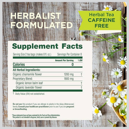 Traditional Medicinals Organic Chamomile & Lavender | Chamomile, Lemon Balm & Lavender Blend | For Stress Relief and Relaxation | 16 Tea Bags; Exp 02/2029