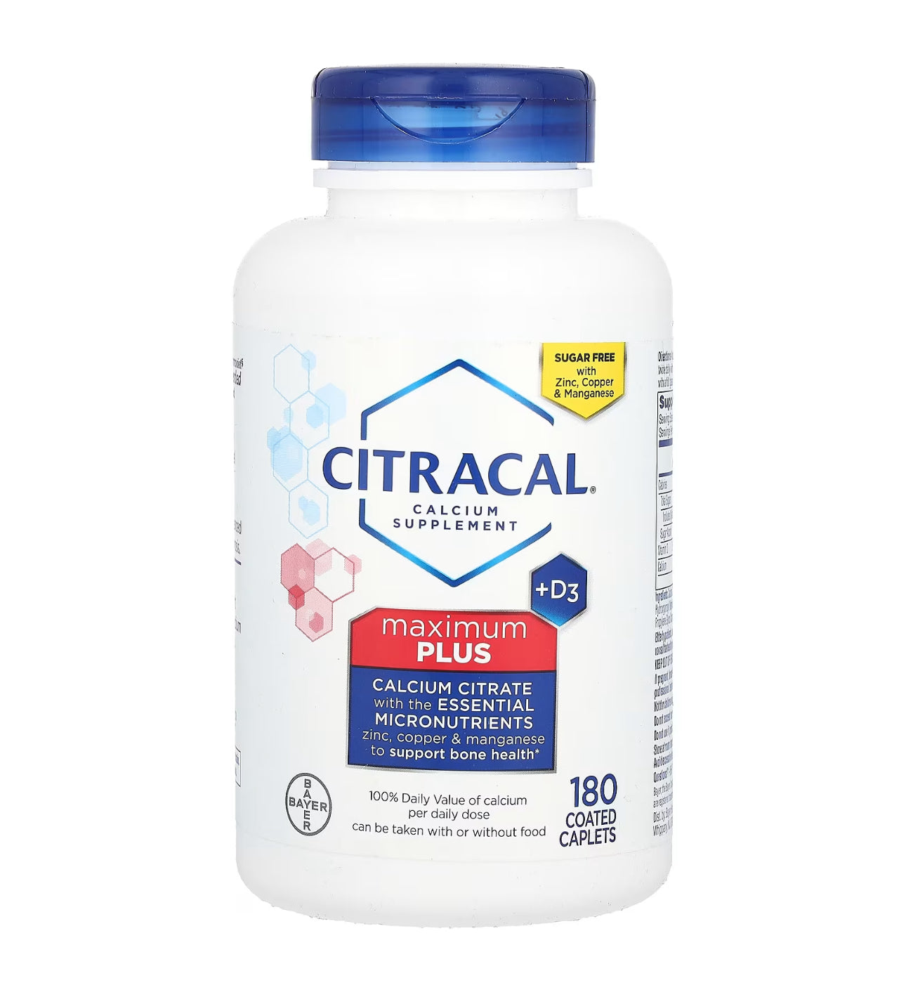 Citracal Maximum Plus +D3 | With Zinc, Copper & Manganese to Support Bone Health | 3 Months Supply | 180 Coated Caplets; Exp 06/2025