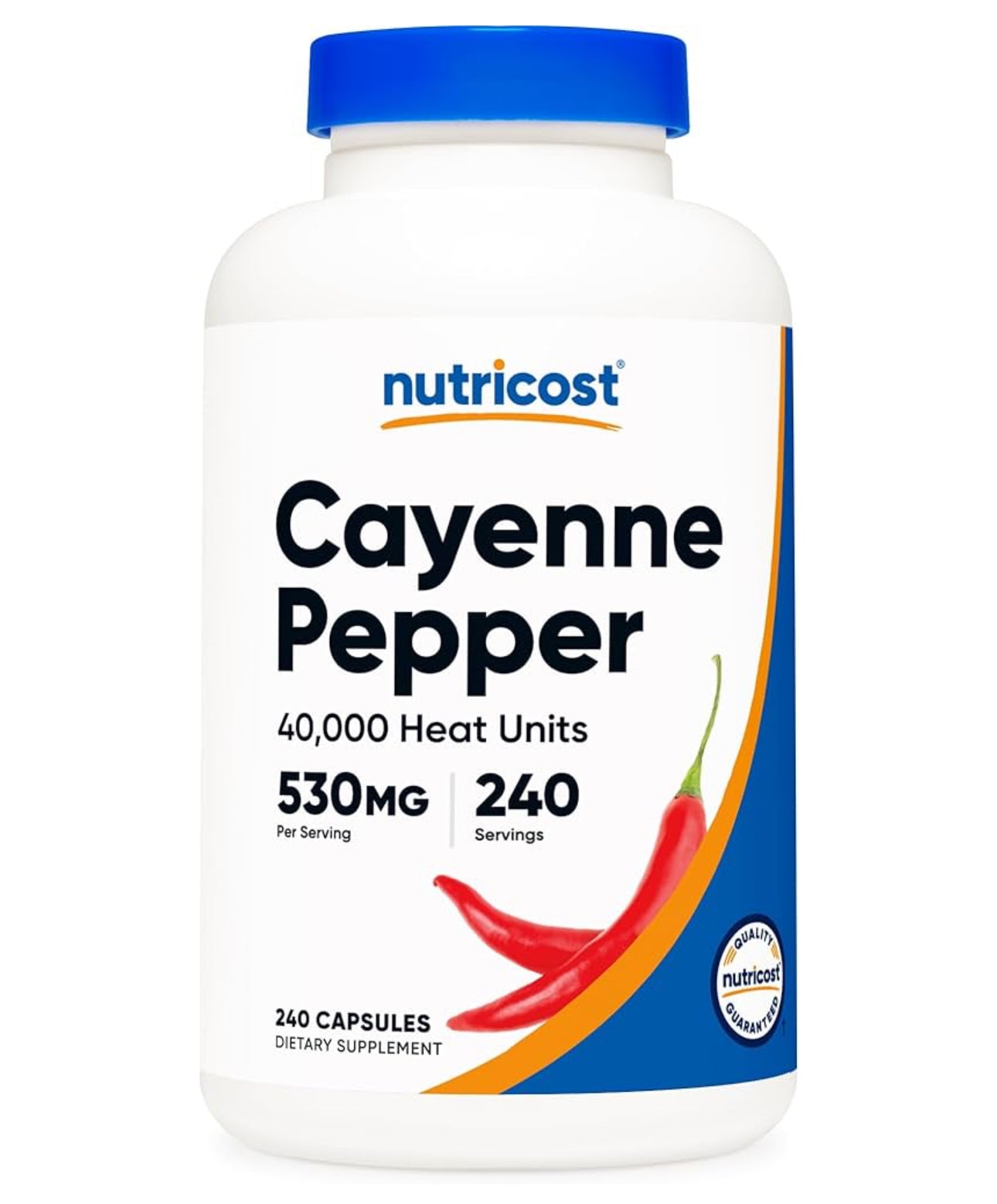 Nutricost Cayenne Pepper 530mg (Capsicum annuum) | 40,000 Heat Units | Boosts Metabolism for Weight Management | Improves Bloods Circulation | Speeds 240 Capsules; Exp 03/2028