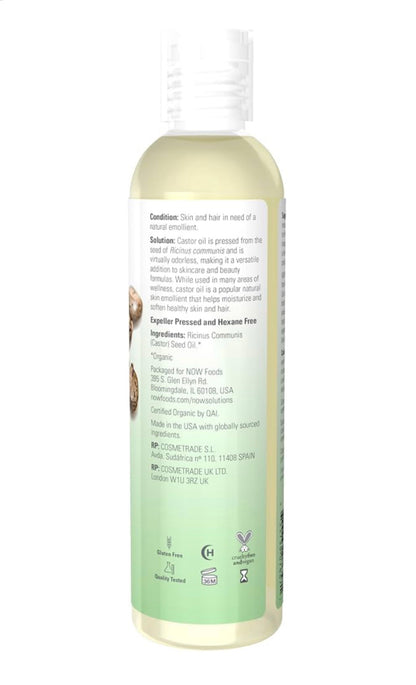 NOW 100% Pure Castor Oil | Versatile Skin Care & Skin Softener | 16oz/473ml; Exp 02/2029