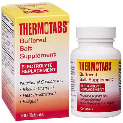 Thermotabs Salt Supplement Buffered Tablets | Electrolyte Replacement | Relieves Muscle Fatigue | 100 Tablets, Exp 07/2026