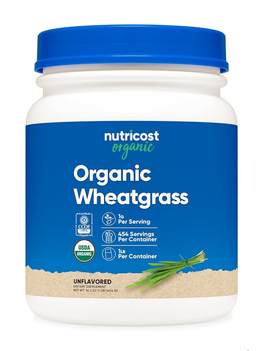 Nutricost Pure Wheatgrass Powder 1000 mg | Naturally Balances Alkalinity | Supports Healthy Digestion | Encourages Gentle Detoxification | Organic Wheatgrass |  Unflavored ~ 1 lb/454 grams; Exp 01/2028