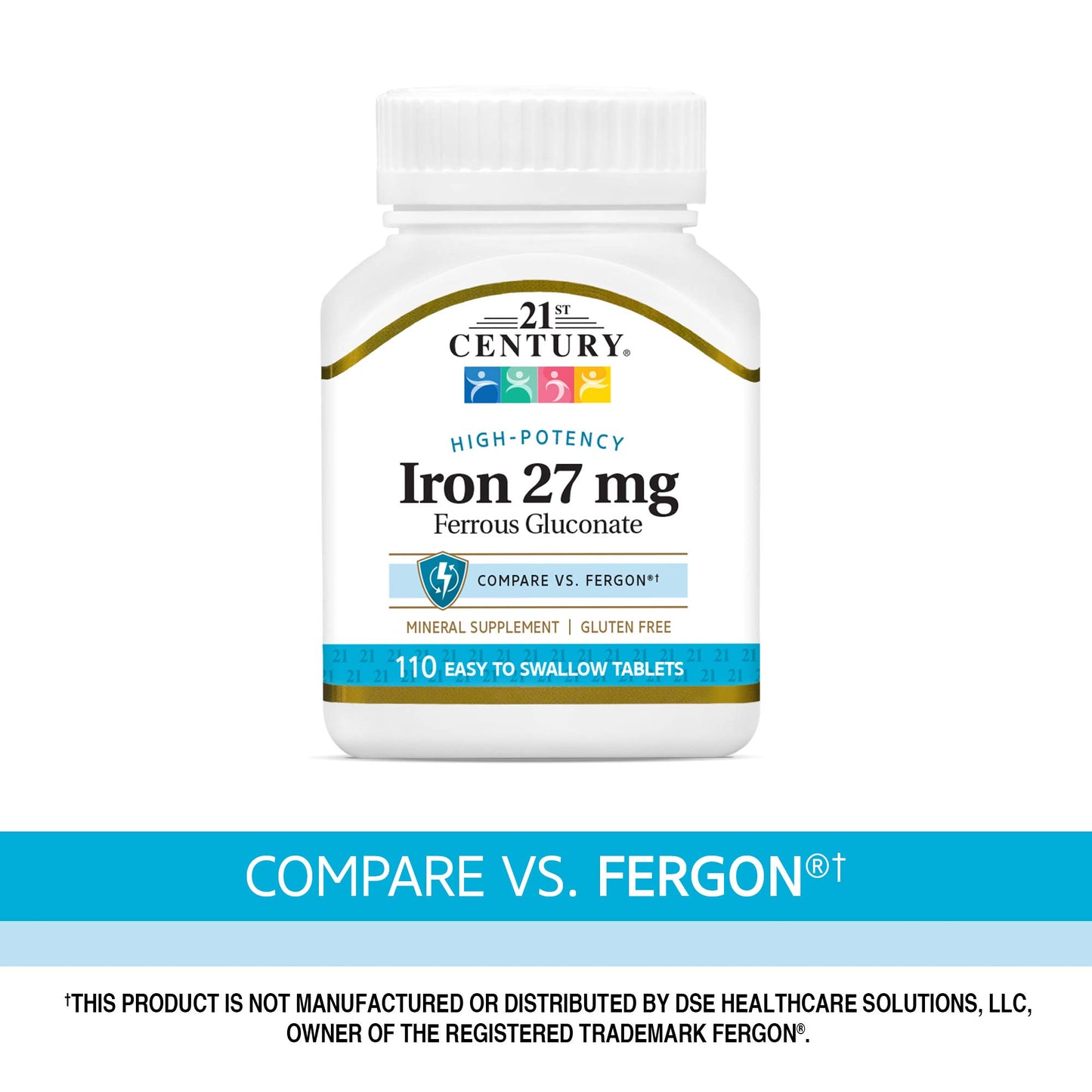 21st Century Iron 27mg, Ferrous Gluconate | 110 Tablets Exp 02/2027