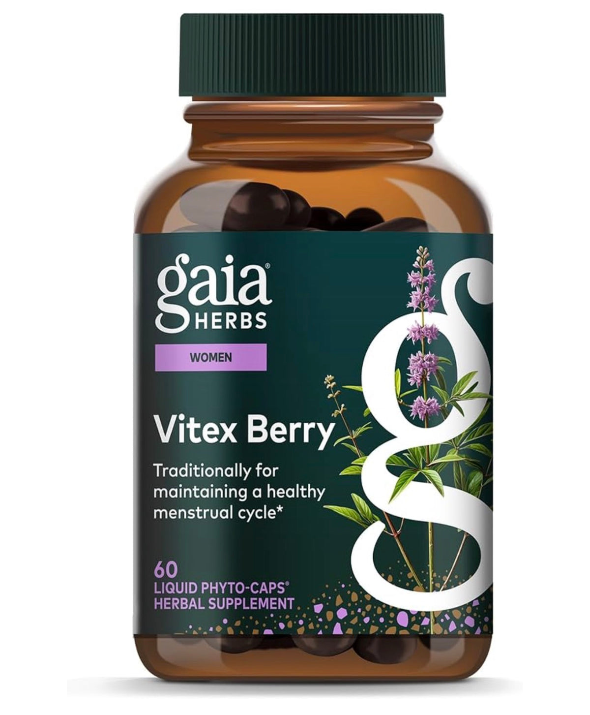 Gaia Herbs Vitex Berry 1000mg (Per Serving) | Helps Maintain Healthy Progesterone Levels & Menstrual Cycle| 60 capsules; Exp 01/2029