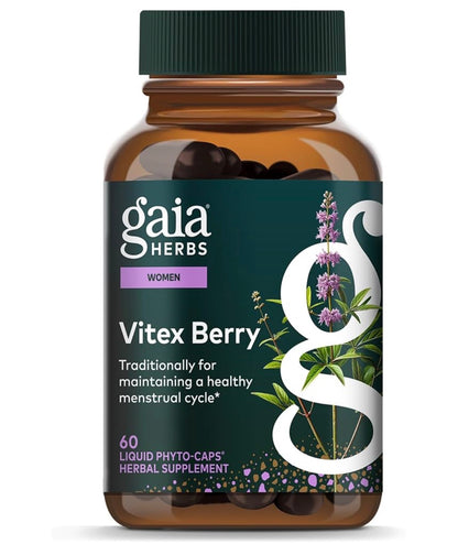 Gaia Herbs Vitex Berry 1000mg (Per Serving) | Helps Maintain Healthy Progesterone Levels & Menstrual Cycle| 60 capsules; Exp 01/2029