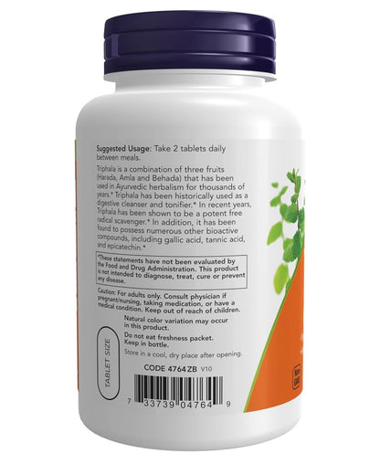 NOW Triphala 500mg | Blend of Amla, Behada & Harada Extracts | With Calcium Carbonate & Magnesium Oxide | Ayurvedic Digestive Cleanser, Tonifier & Digestive Support | 120 Tablets; Exp 05/2029