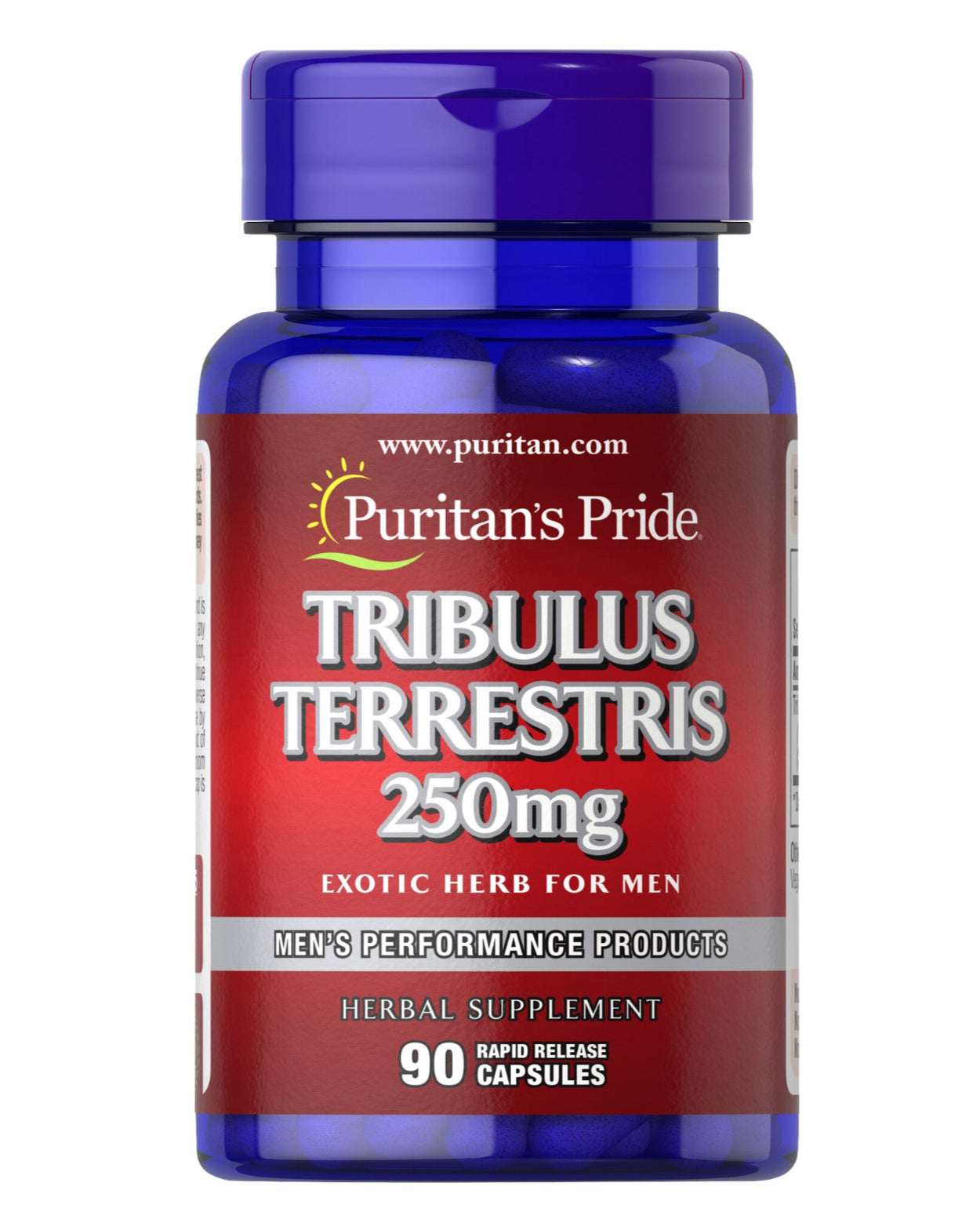 Puritan’s Pride Tribulus Terestris Extract 250 mg | For Men | Libido & Testosterone Booster | 90 Rapid Release Capsules; Exp 10/2028
