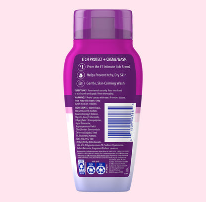 Vagisil Feminine Wash for Intimate Area Hygiene and Itchy, Dry Skin, Itch Protect+ Crème Wash | pH Balanced and Gynecologist Tested | 8oz/240ml