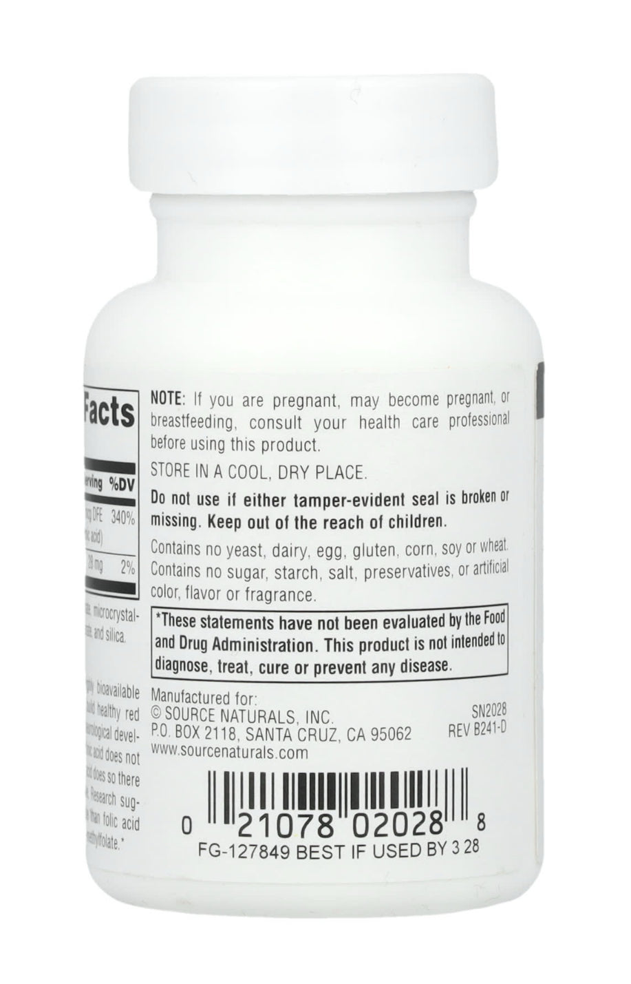 Source Naturals Mega Folinic |Acid 800 mcg | Bioactive Form of Folic Acid | Helps Build Healthy Red Blood Cells | Supports Healthy Brain & Neurological Development and Healthy Cell Division | 120 Tablets; Exp 01/2029