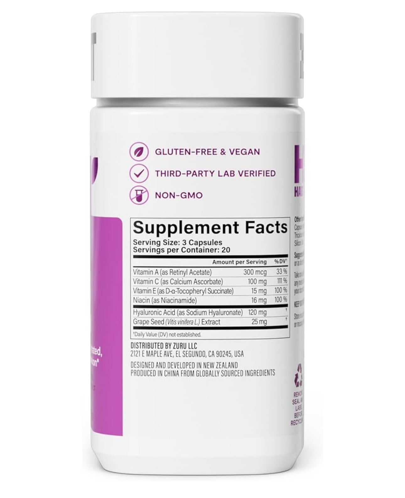 Habit Skin Glow | Promotes a Healthy Skin Glow | With Hyaluronic Acid, Niacinamide, Grape Seed and Vitamins A, C & E | 60 Capsules; Exp 06/2027