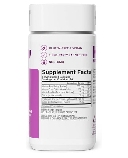 Habit Skin Glow | Promotes a Healthy Skin Glow | With Hyaluronic Acid, Niacinamide, Grape Seed and Vitamins A, C & E | 60 Capsules; Exp 06/2027