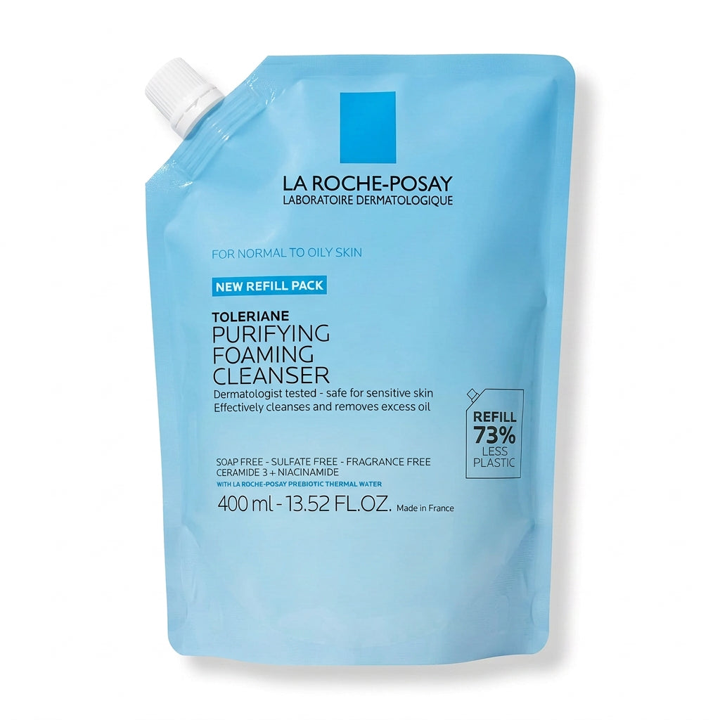 La Roche-Posay Toleriane Purifying Foaming Facial wash | for Normal, Oily and Sensitive Skin | 13.52fl.oz/400ml Refill Pack; Exp 02/2029