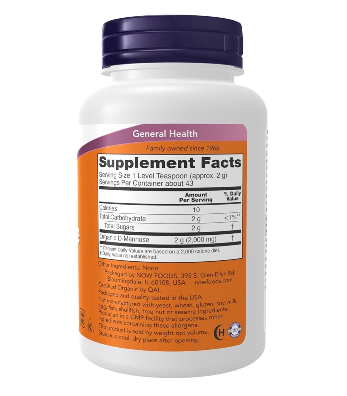 NOW Pure D-Mannose Powder 2000mg | Supports Bladder & Urinary Tract Health | Cleanses the Bladder | For Men and Women | 43 Servings | Unflavored ~ 85g/3oz; Exp 04/2030