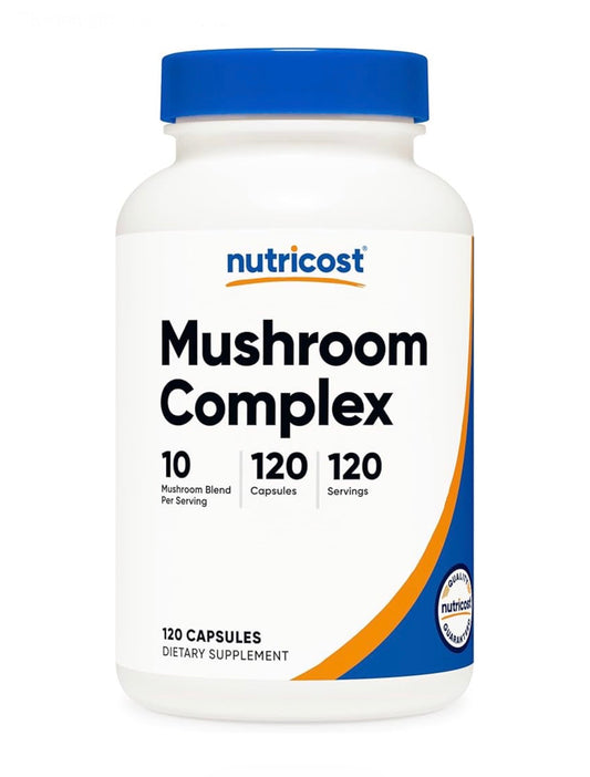 Nutricost Mushroom Complex - 10 Mushroom Blend | with Reishi, Turkey Tail, Maitake, Shiitake, Lion's Mane, Chaga & More | Supports Immune Health & Overall Vitality | 120 Capsules; Exp 06/2028